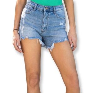 Distressed Denim Shorts